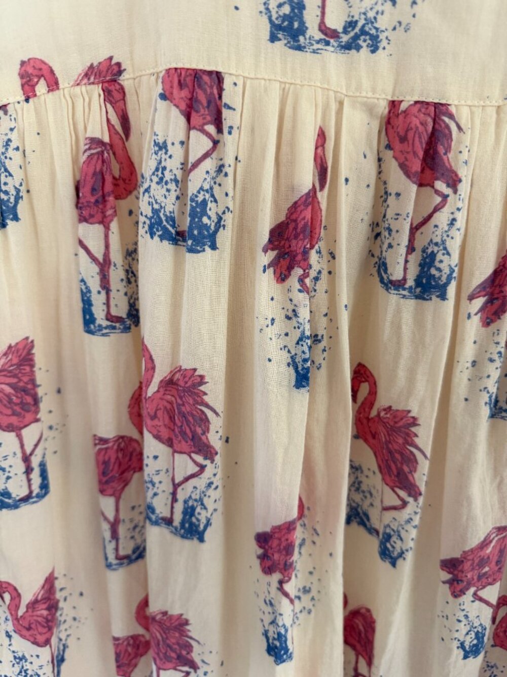 Vintage 80s 90s Pink Flamingo Japanese Cotton dress CUA Collection - Picture 3 of 6